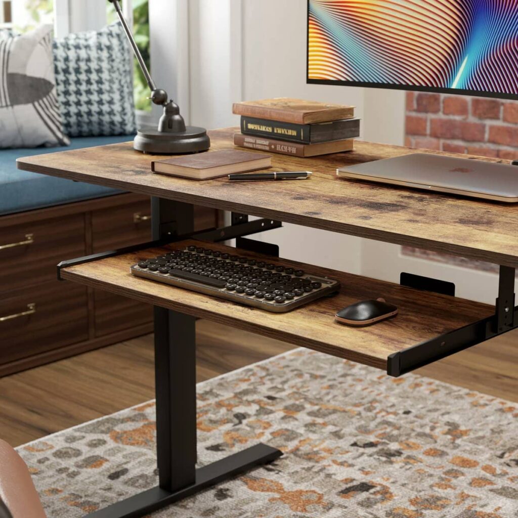 standing desk with keyboard tray